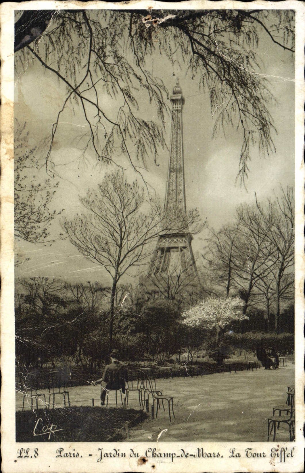 CPA Paris Jardin du Champs de Mars la Tour Eiffel 