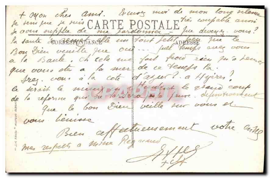 CPA Toulon le Mourillon  — Verso