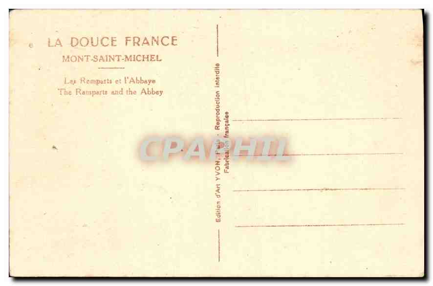 Mont-Saint-Michel — Les Ramparts et l'Abbaye — Édition d'Art YVON — Rückseite