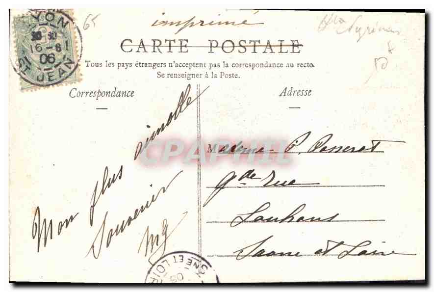 CPA Lourdes vue generale  — Verso