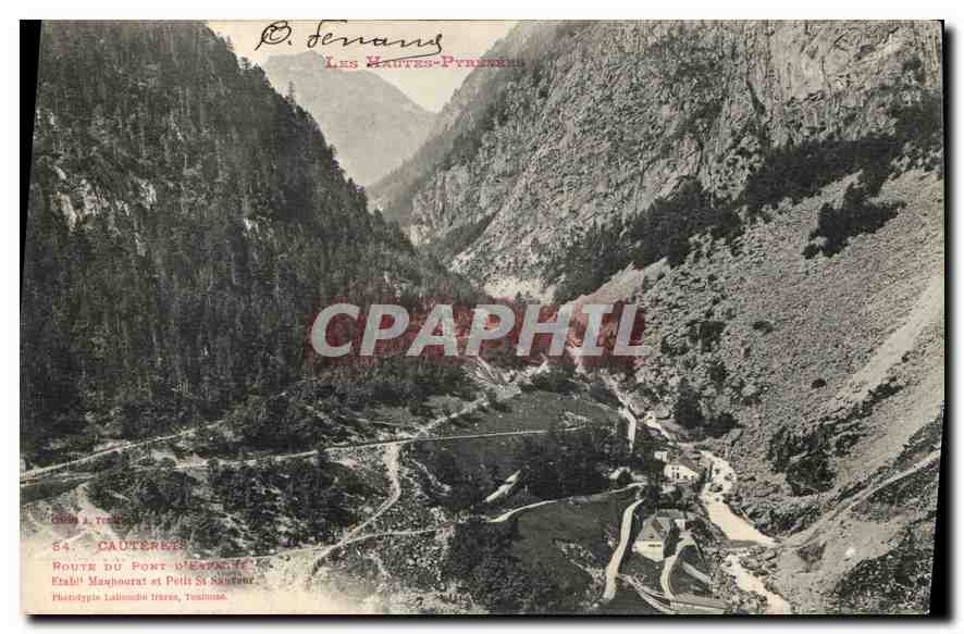CPA Les Hautes Pyrenees Cauterets Route du Pont d'Espagne 
