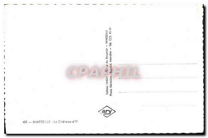 CPA Marseille le Chateau d'If  — Verso