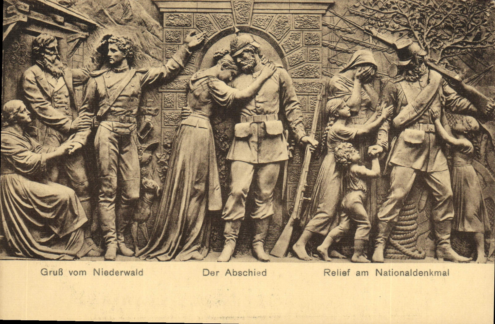 CPA Gruss vom Niederwald Der Abschied Relief am Nationaldenkmal 