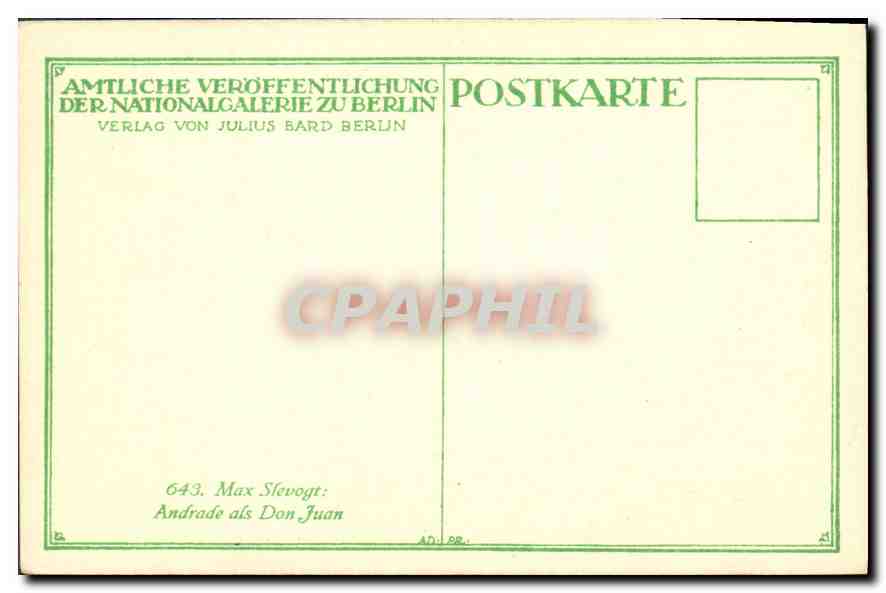 CPA Amtiliche Veroffentlichung Der Nationalgalerie zu Berlin Verlag von Julius Bard Berun  — Back