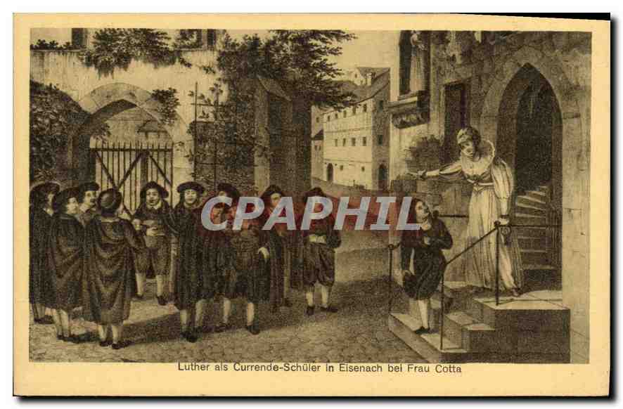 CPA Luther als Currende Schuler in Eisenach bei Frau Gotta 