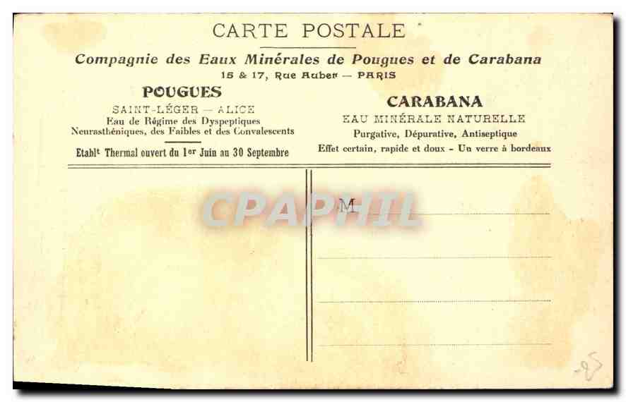 Pouguès-les-Eaux — L'Établissement Thermal et le Splendid Hôtel — Compagnie des Eaux Minérales de Pouguès et de Carabana — Rückseite