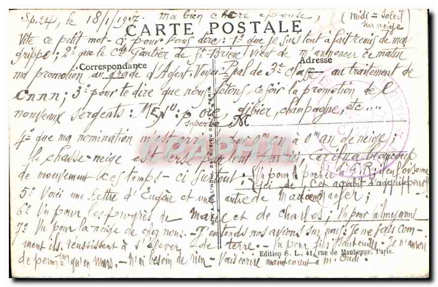 Soldat français — Infanterie française — S. L. Paris, N° 1 — Rückseite