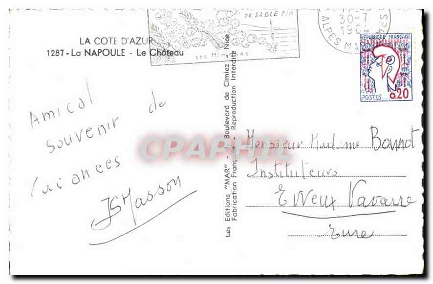 CPA La Cote d'Azur la Napoule le Chateau  — Rückseite
