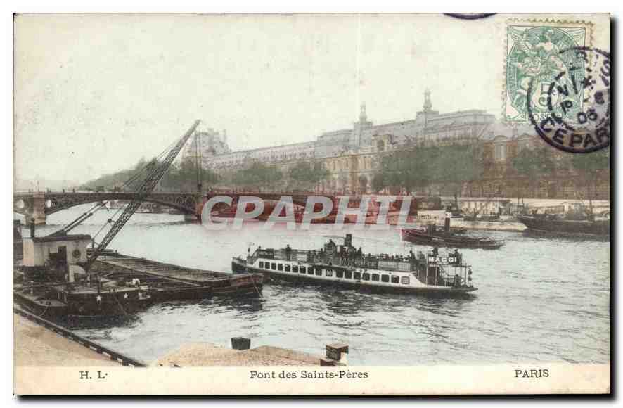 CPA Paris Pont des Saints Peres Bateaux Peniches