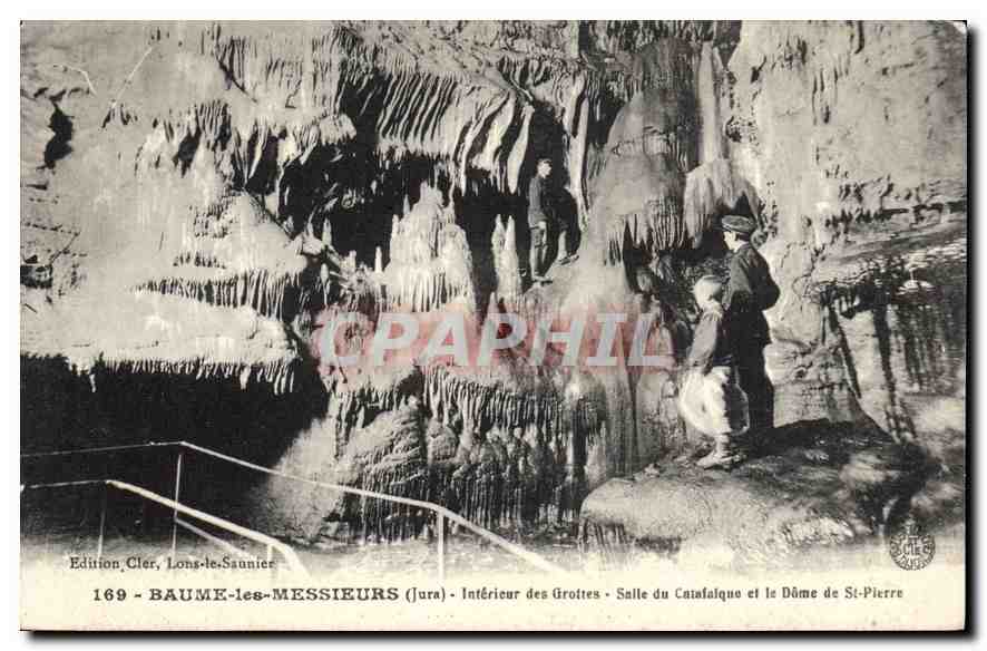 Baume-les-Messieurs (Jura) — Intérieur des Grottes - Salle du Catalaïque et le Dôme de St-Pierre — Édition Cler, Lons-le-Saunier, n°169