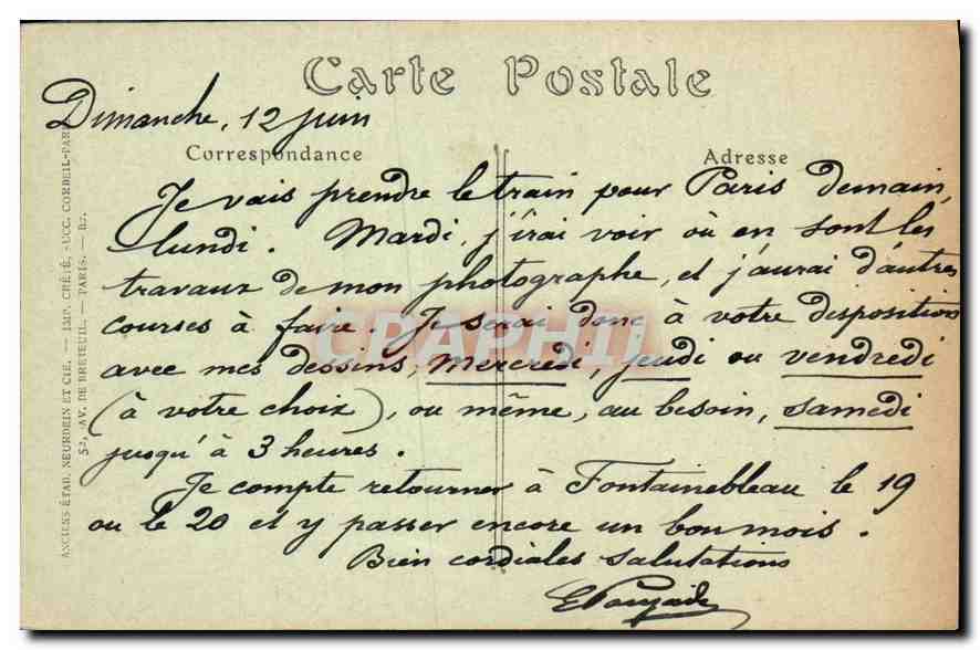 Wald von Fontainebleau — Der Bouquet des Adlerhorsts — JND Phot. — Rückseite