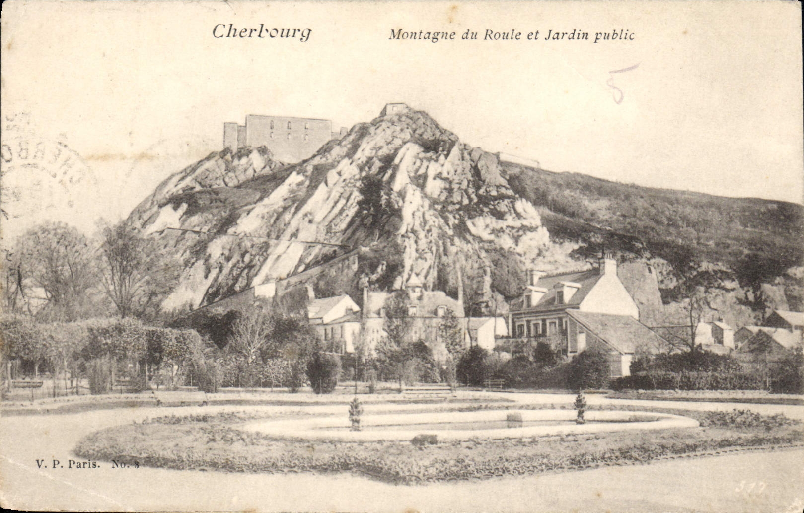 CPA Cherbourg Montagne du route et Jardin Public 