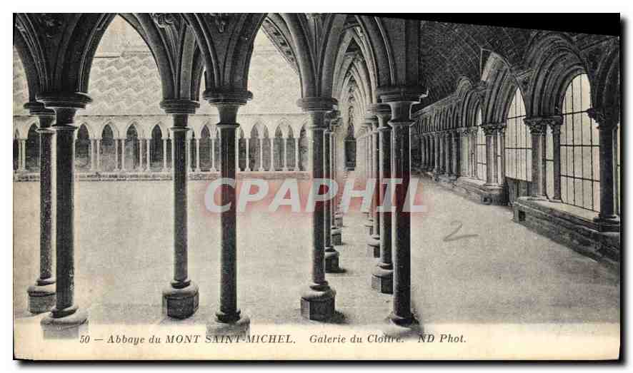 CPA Abbaye du Mont Saint Michel Galerie du Cloitre 