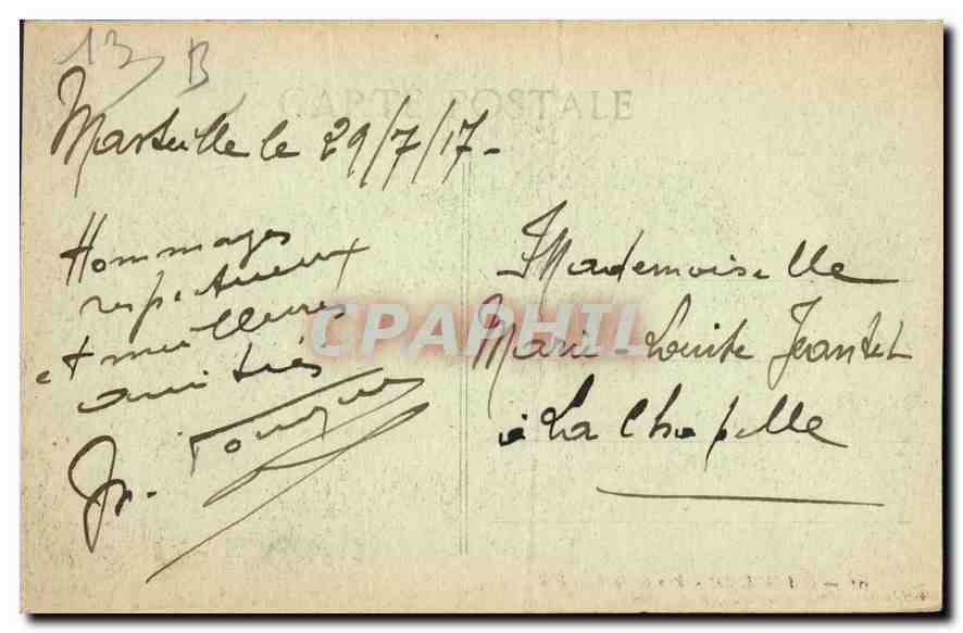 CPA Marseille rue Colbert  — Verso