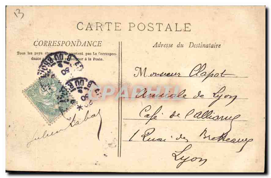 CPA Marseille Tramway — Verso