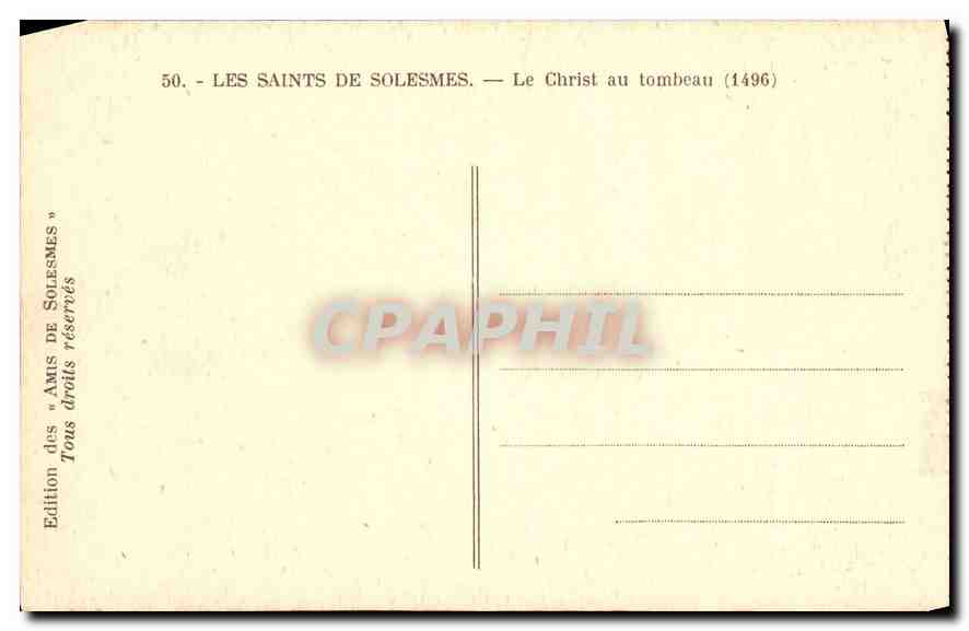 CPA Les Saints de Solesmes le Christ au tombeau 1496  — Verso