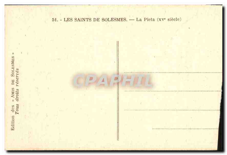 CPA Les Saints de Solesmes la Pieta XV siecle  — Verso