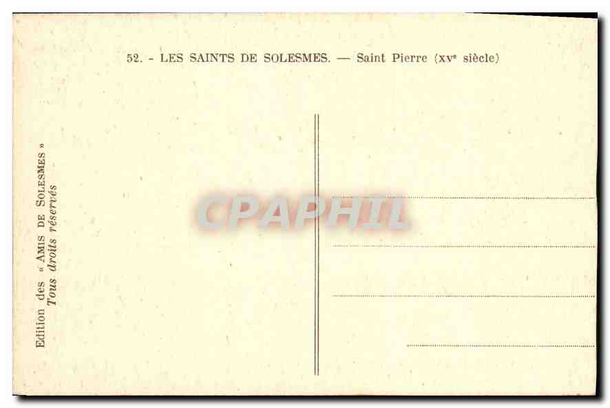 CPA Les Saints de Solesmes Saint Pierre XV siecle  — Verso