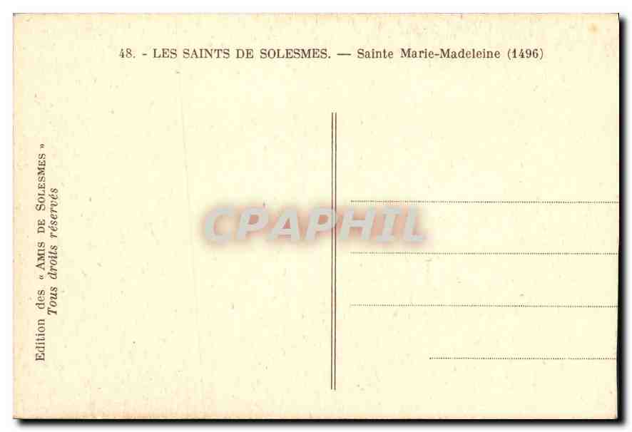 CPA Les Saints de Solesmes Sainte Marie Madeleine 1496  — Verso