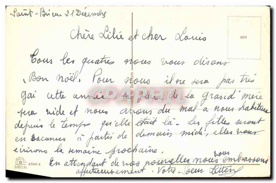 CPA Joyeux Noel  — Rückseite