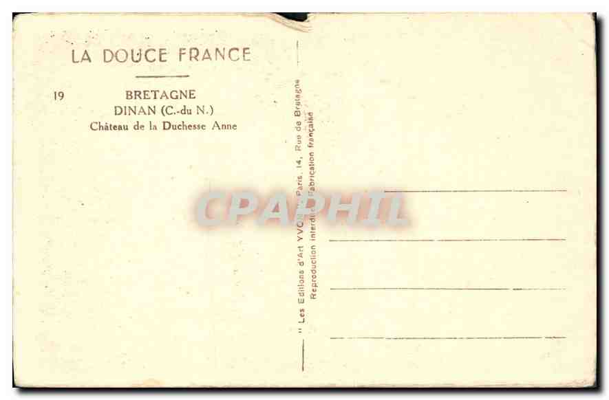 CPA Bretagne Dinan C du N Chateau de la duchesse Anne — Reverso
