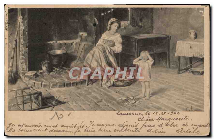 CPA Femme Enfant