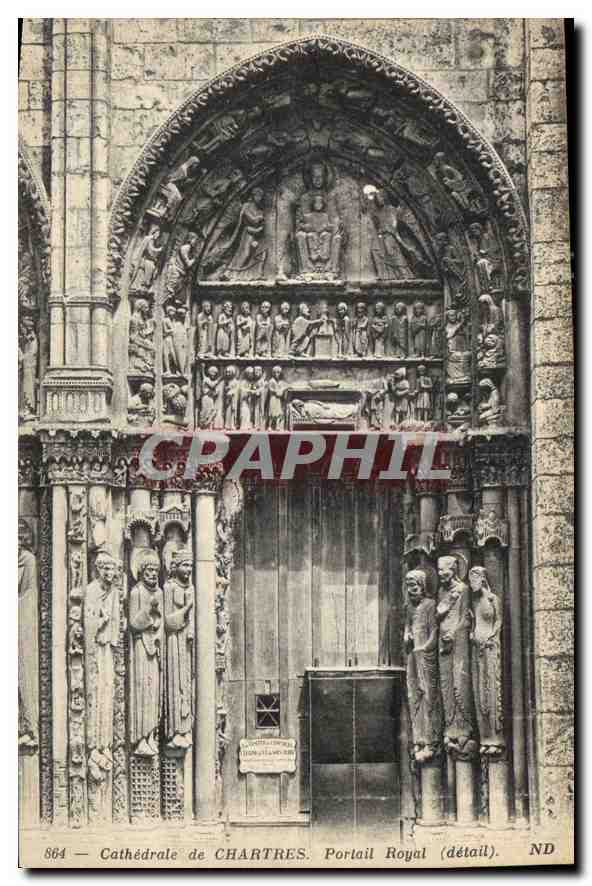 CPA Cathedrale de Chartres Portail Royal detail 