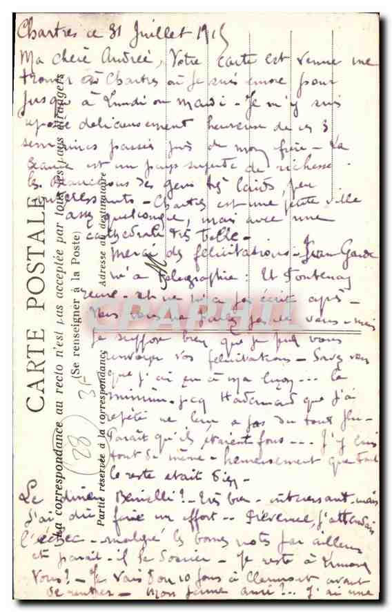 CPA Chartres Cathedrale Fragment du Tour du Choeur  — Verso
