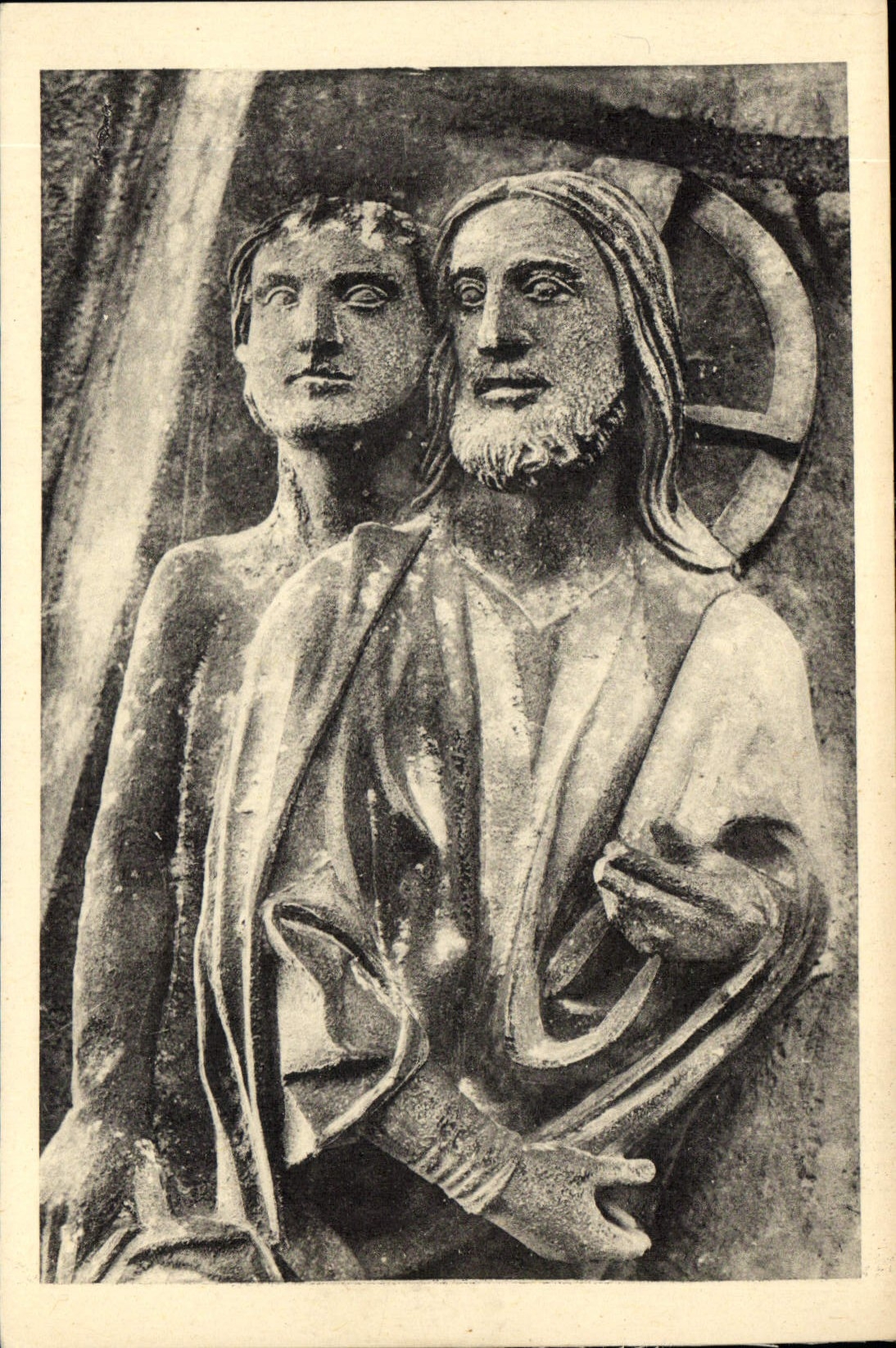 Cathédrale de Chartres — Détail de la Création du Monde (Adam dans la pensée de Dieu) — Portail Nord, XIIIe siècle — Éd. Et. Houvet
