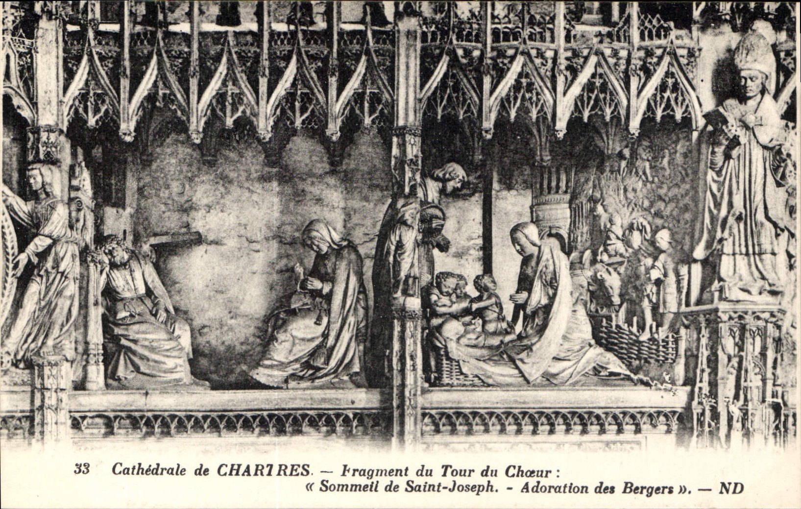 CPA Cathedrale de Chartres Fragment du Tour du Choeur Sommeil de Saint Joseph Adoration des Bergers 
