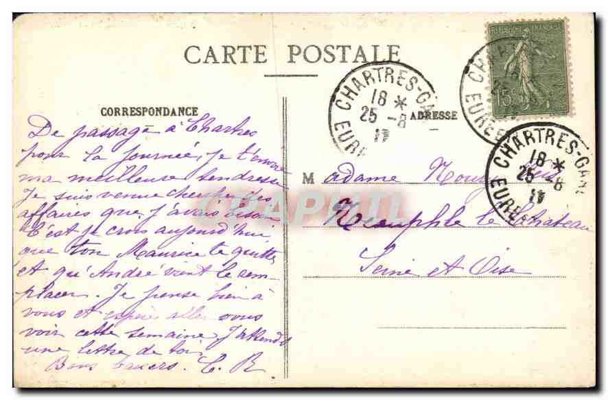 CPA Cathedrale de Chartres la vierge du Pilier  — Rückseite