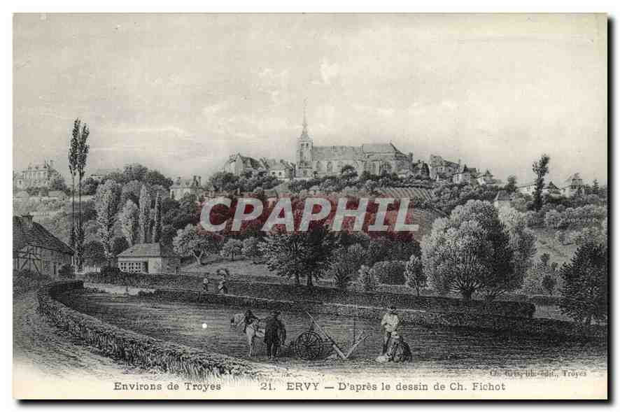 Ervy — D'après le dessin de Ch. Fichot — Éditeur : Ch. Fichot, Troyes