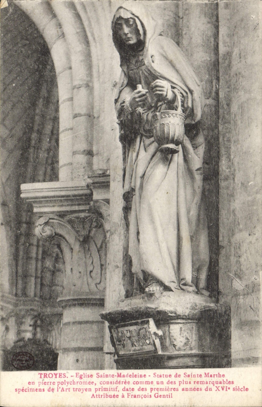 Troyes - Église Sainte-Madeleine - Statue de Sainte-Marthe - Attribuée à François Gentil