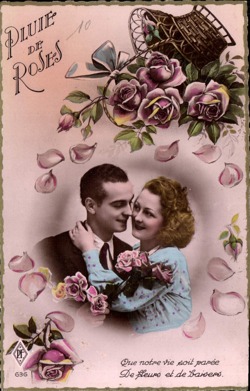 CPA Pluie de Roses Femme