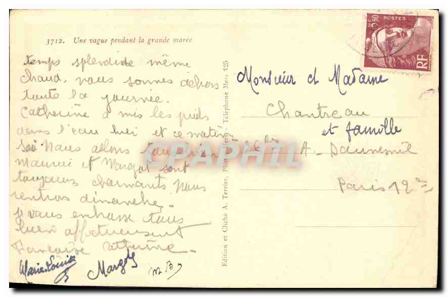CPA Une vague pendant la grande maree  — Rückseite