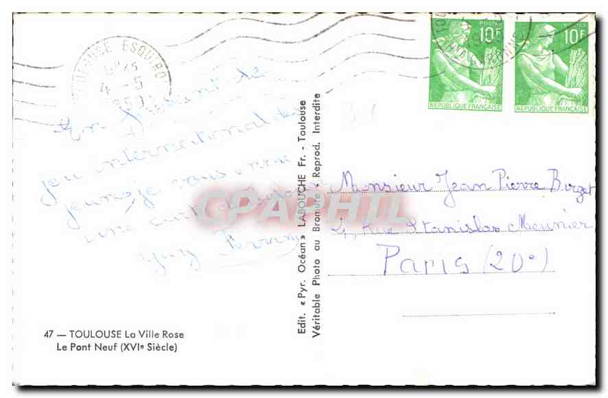 CPA Toulouse la Ville Rose Le Pont Neuf XVI siecle  — Verso