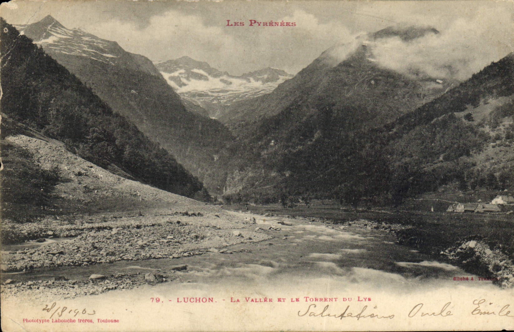 CPA Les Pyrenees Luchon la Vallee et le Torrent du Lyz 