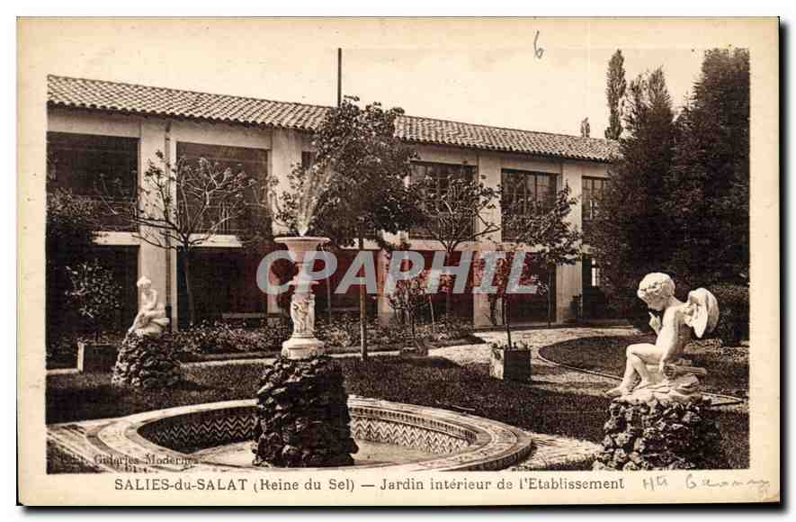 CPA Salies du Salat Heine du Sel Jardin interieur de l'Etablissement 