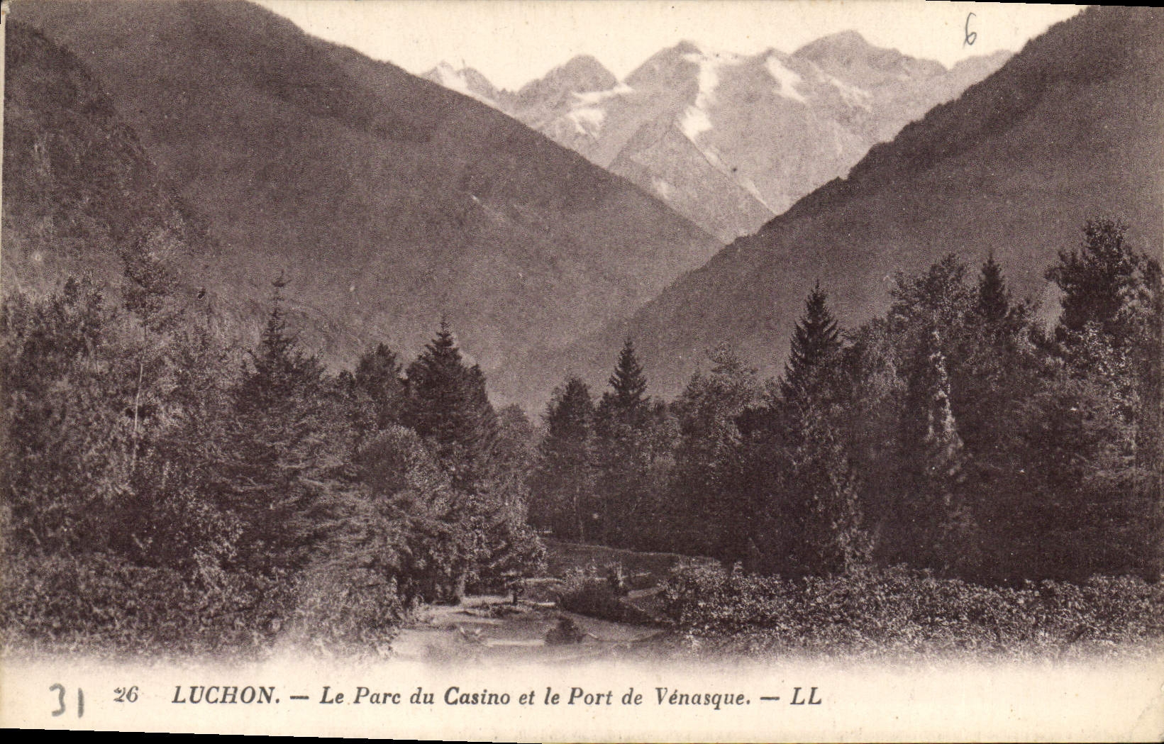 CPA Luchon Le Parc du Casino et le Port de Venasque 