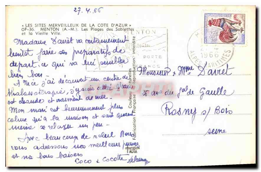 Menton — Les Plages des Sablettes et la Vieille Ville — CPAPHIL — Reverso