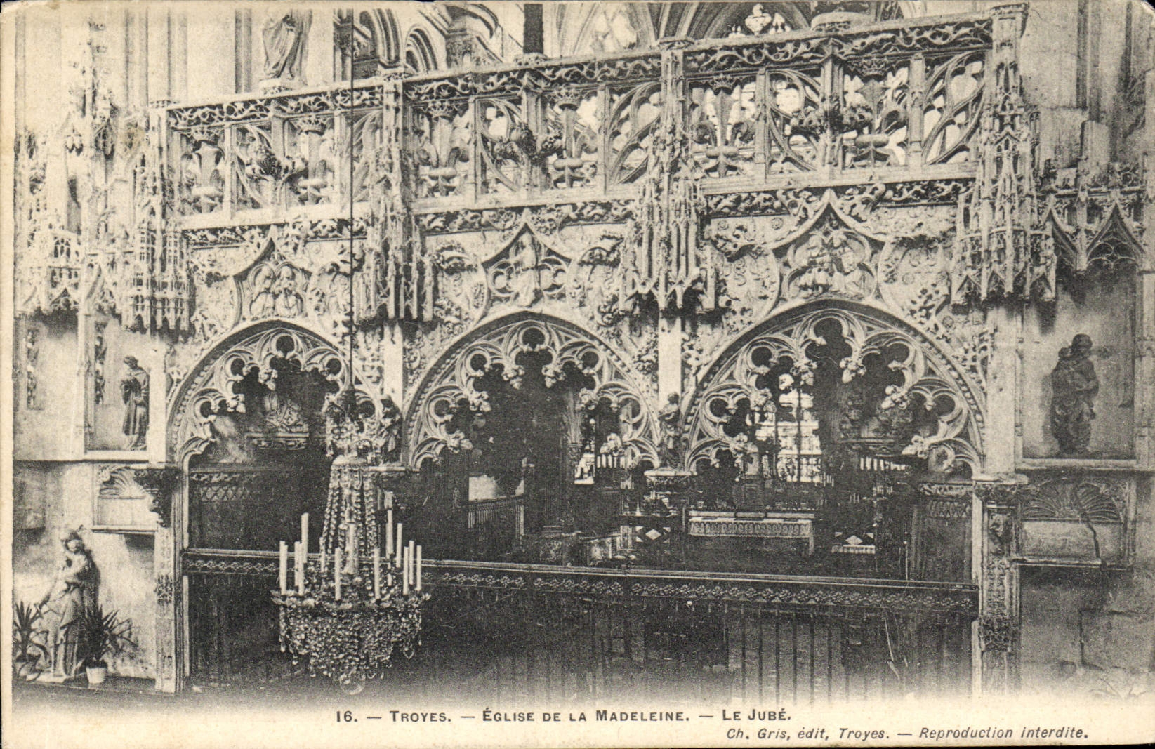 Troyes — Église de la Madeleine — Le jubé — Ch. Gris, édit. Troyes
