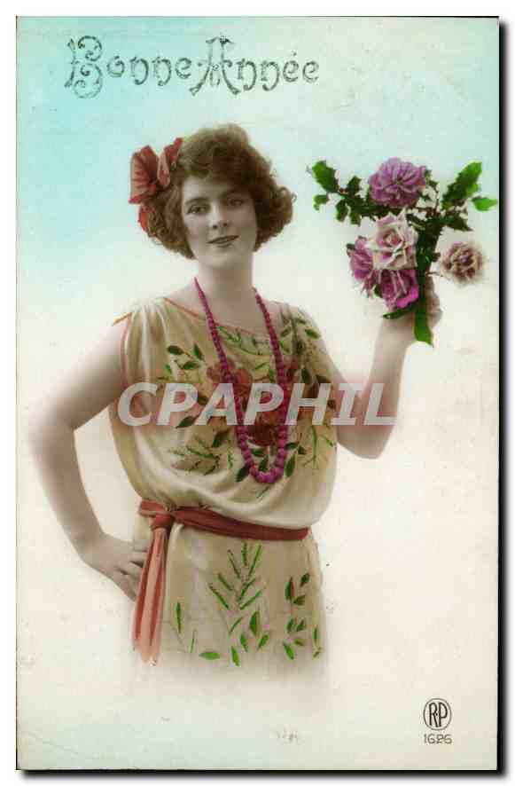 CPA Bonne Annee Femme