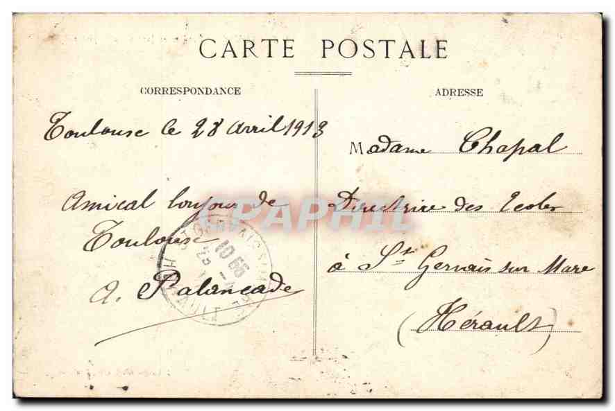 CPA Toulouse Donjon et Jardin du Capitole  — Verso