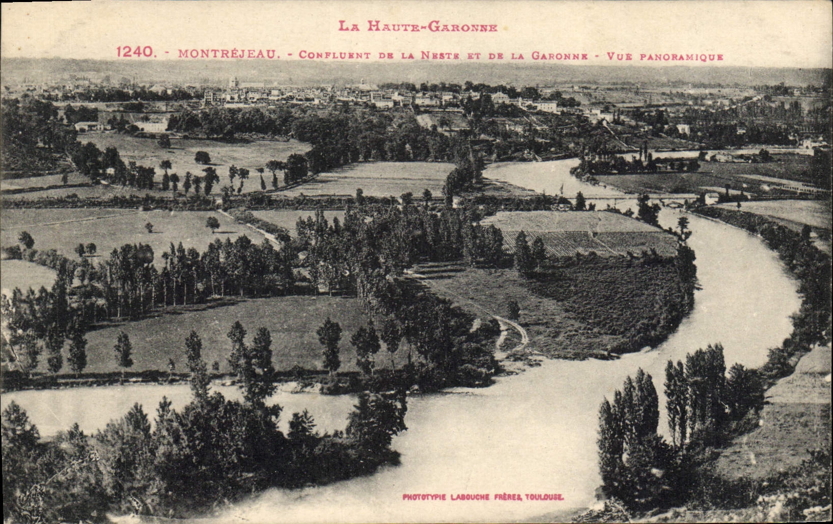 Montréjeau — Confluent de la Neste et de la Garonne — Vue panoramique — Phototypie Labouche Frères, Toulouse