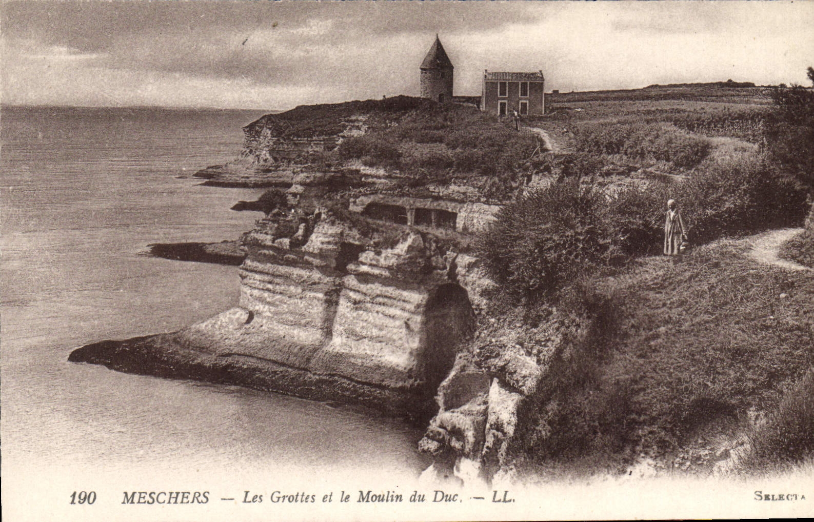 CPA Meschers Les Grottes et le Moulin du Duc 