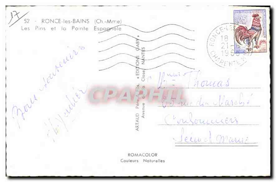 CPA Ronce les Bains Ch Mme Les Pins et la Pointe Espagnole  — Back