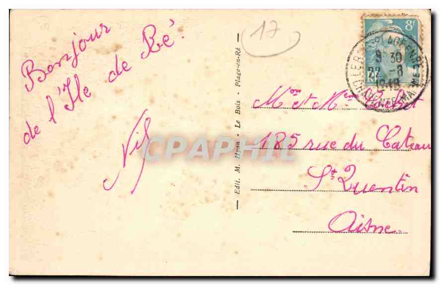 Ile de Ré — Le Phare des Baleines — Éditeur M. Henn, Plage-in-Ré, n°65 — Verso