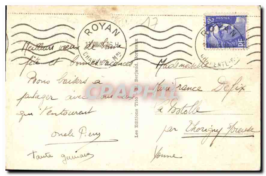 CPA Vaux Nauzan La Pointe Nord Les Villas  — Rückseite