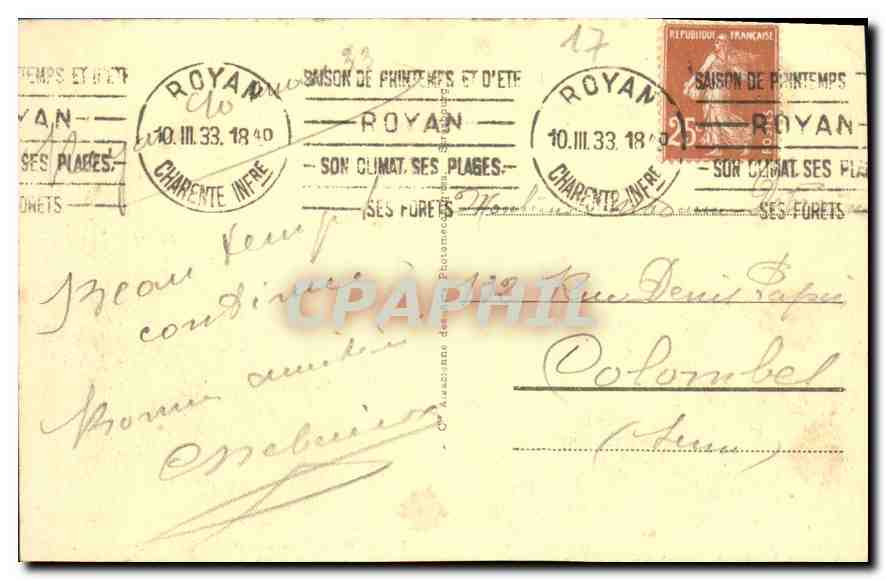 CPA Royan Le Square Botton et les deux Jetees  — Rückseite
