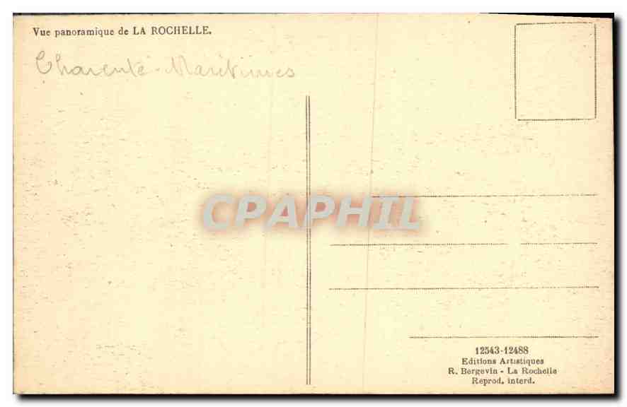 Vue panoramique de La Rochelle — Éditions Artistiques R. Bergévin — Back